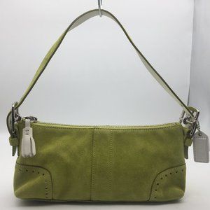 Rare Authentic Coach Soho Chartreuse Green Suede Baguette Shoulder Bag 5032
